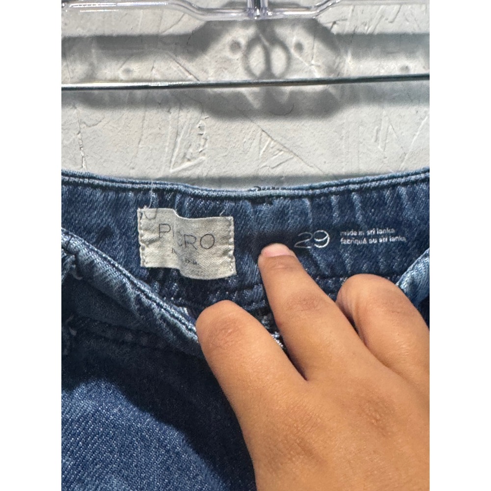 Pilcro Adi Crop Mid-Rise Flare Jeans Blue Floral Hibiscus Print Raw Hem 29 - Picture 4 of 8
